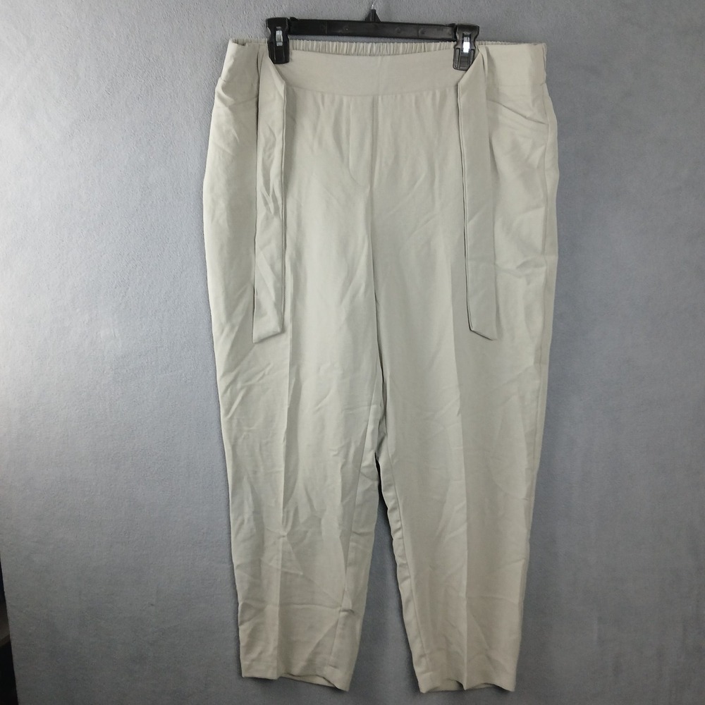 Soho Apparel Ltd Cropped Pants Womens XL Sage Green Decorative Tie Waist Travel